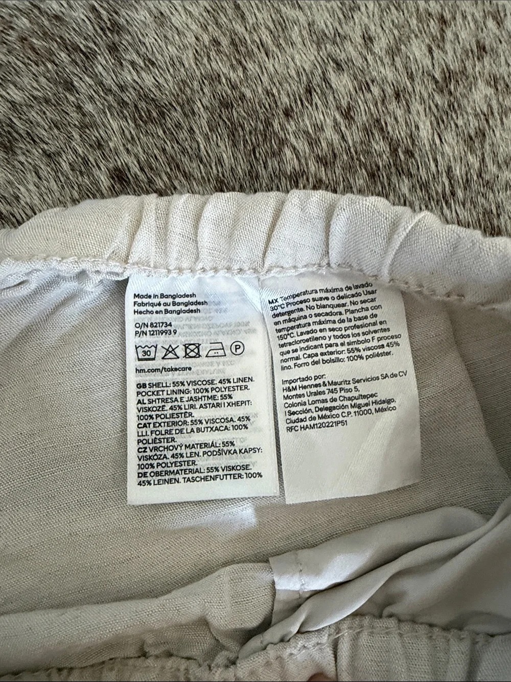 H&M Cream Linen-Blend Drawstring womens Pants